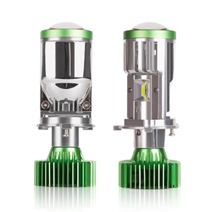 LED projektör H4 Mini Lens Y4 yüksek parlaklık LED far lambaları 8000LM LED projektör far Mini araba için Led Lens