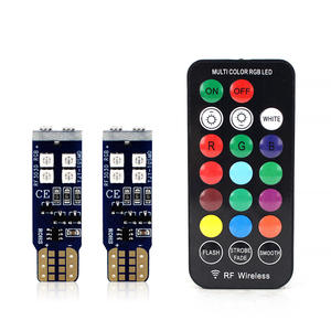 หลอดไฟ LED RGB 194 W5W พร้อมรีโมทควบคุมแสงบรรยากาศ RGB แบบเปลี่ยนหลอดไฟสำหรับภายในรถป้ายทะเบียนรถ - Product Image 1