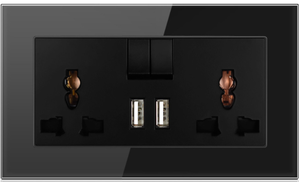 Enchufe de pared multifunción con 2 tomas de corriente CA y puertos USB duales que cargan con interruptor de toma de corriente de pared USB