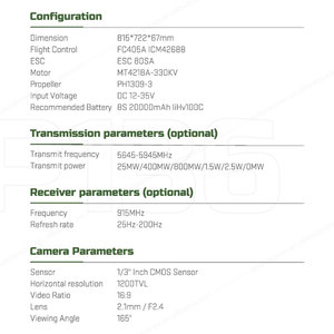 HS airforce HS P136แข่งขนาด13นิ้ว FPV พร้อมชุดกล้องอุปกรณ์เสริมเฟรมคาร์บอนไฟเบอร์ชุดเต็มชุดคอปเตอร์สี่ใบพัดน้ำหนักเบา - Product Image 3