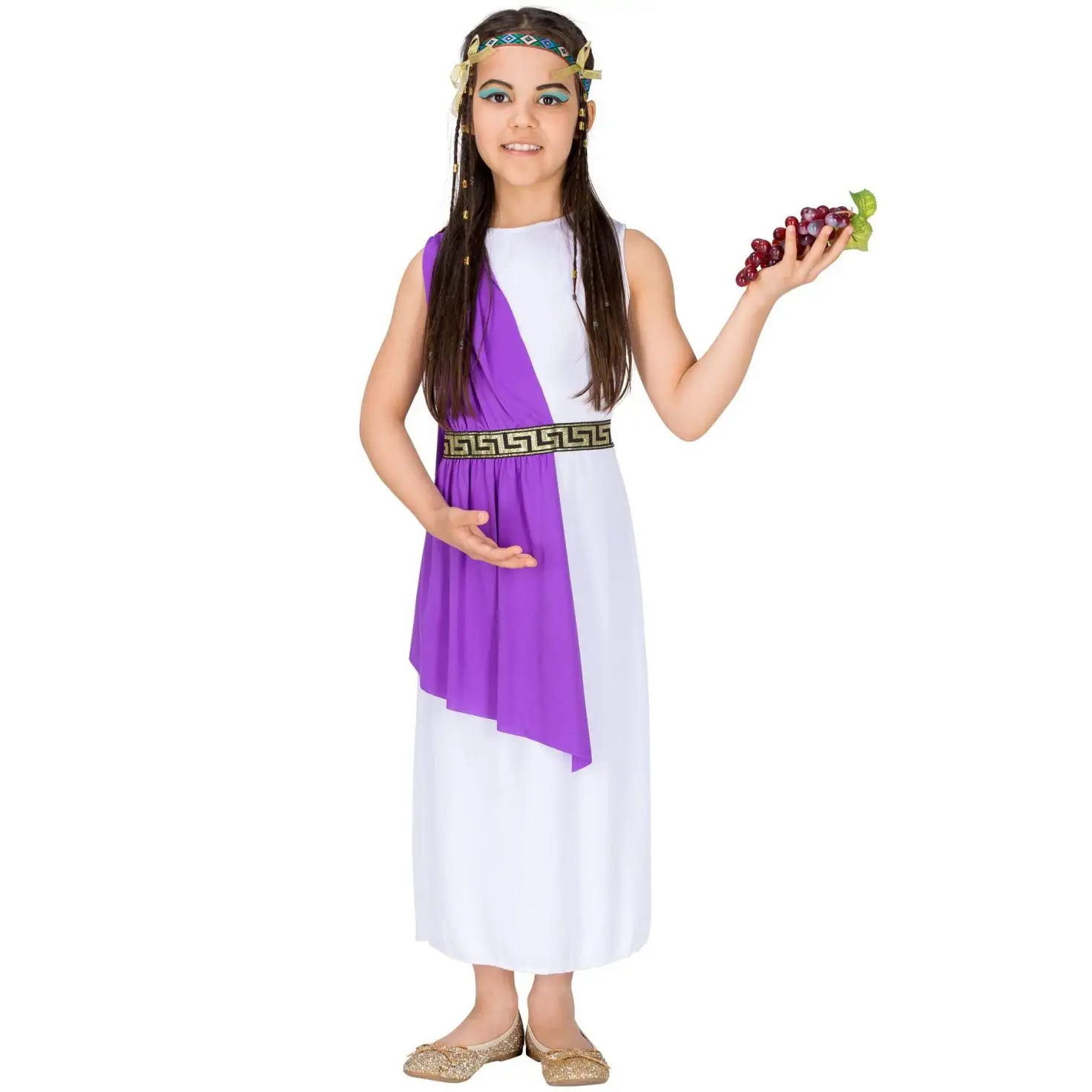 Traje de Halloween para niños, traje de diosa griega, púrpura, proveedor profesional