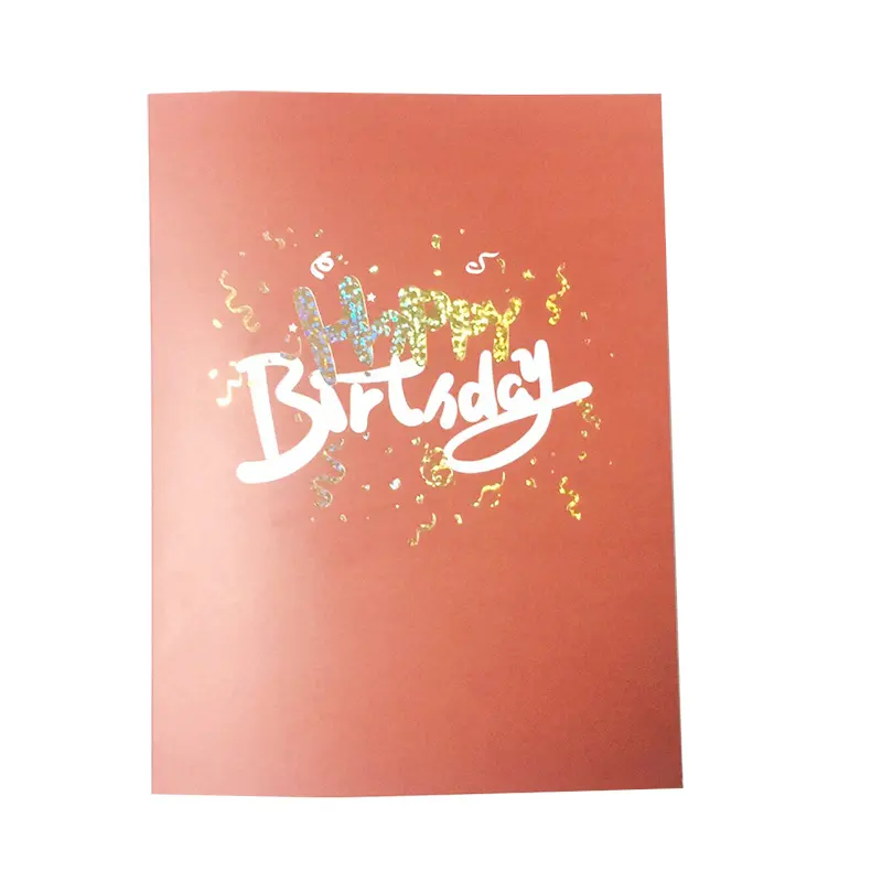 High quality custom blowable music and LED lights 3D greeting cards Happy Birthday pop up music card