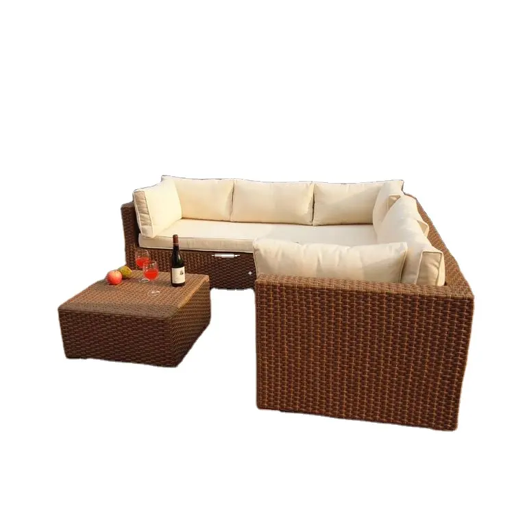 Balcony Wicker Patio Furniture Corner Designs 3 Piece sofa rattan furniture For Garden