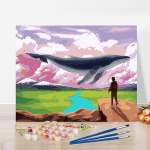 DIY Paint by Numbers for Adults <strong>Whale</strong> Landscape HandPainted <strong>Oil</strong> Painting Picture Style Home Decoration Custom Photo Crafts Kits - Product Image 1