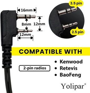 2-Pin 2-wire UV-5R Earpiece Surveillance Kit PTT Mic for BTECH Retc15/<strong>Retevis</strong> <strong>RT21</strong> RT22 Kenwood Arcshell AR-5 Walkie Talkie - Product Image 2