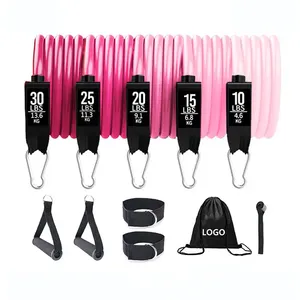CHENGMO SPORTS 11PCS Resistance Bands Set with Workout Bar Pilates Bar Kit Exercise <strong>Elastic</strong> Bands with <strong>Handles</strong> and Door Anchor - Product Image 5