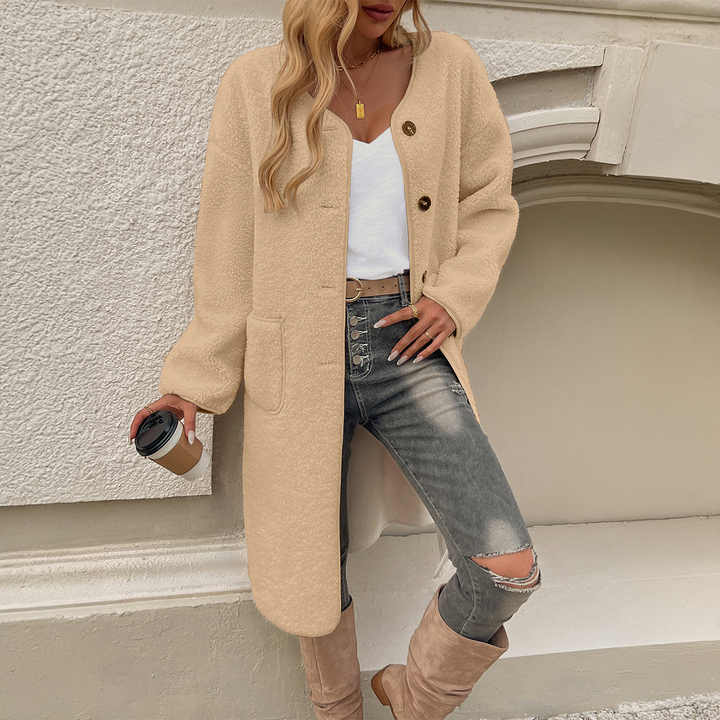 OEM Venta al por mayor de invierno grueso cálido patrón de cuadros abrigo de lana Polar para las mujeres Sudadera con capucha larga con hombro caído bolsillo de talla grande chaqueta