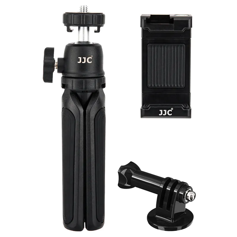JJC TP-T1K_GP ชุดขาตั้งกล้องขนาดเล็กสินค้าใหม่,พร้อมคลิปสมาร์ทโฟนและอะแดปเตอร์ขาตั้งสามขาสำหรับกล้องแอคชั่น