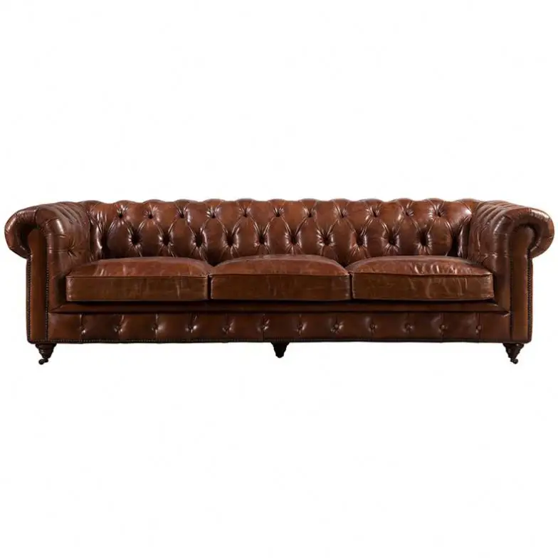 Divano Vintage Chesterfield in vera pelle con cuscino mobili per la casa classici con bottoni trapuntati sul retro divano moderno mid cent