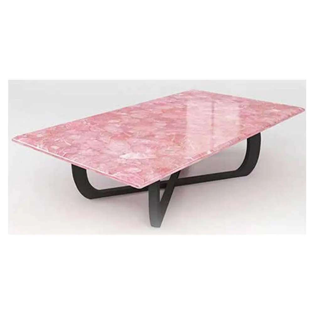 Эксклюзивный розовый кофейный столик с драгоценным камнем и розовым кварцем