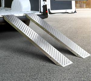 2 pieces loading <strong>ramp</strong>,loading <strong>ramp</strong> made of galvanized steel,anti-slip loading <strong>ramp</strong> for motorcycle quad,120 x 22 x 4.5 cm, silver - Product Image 5