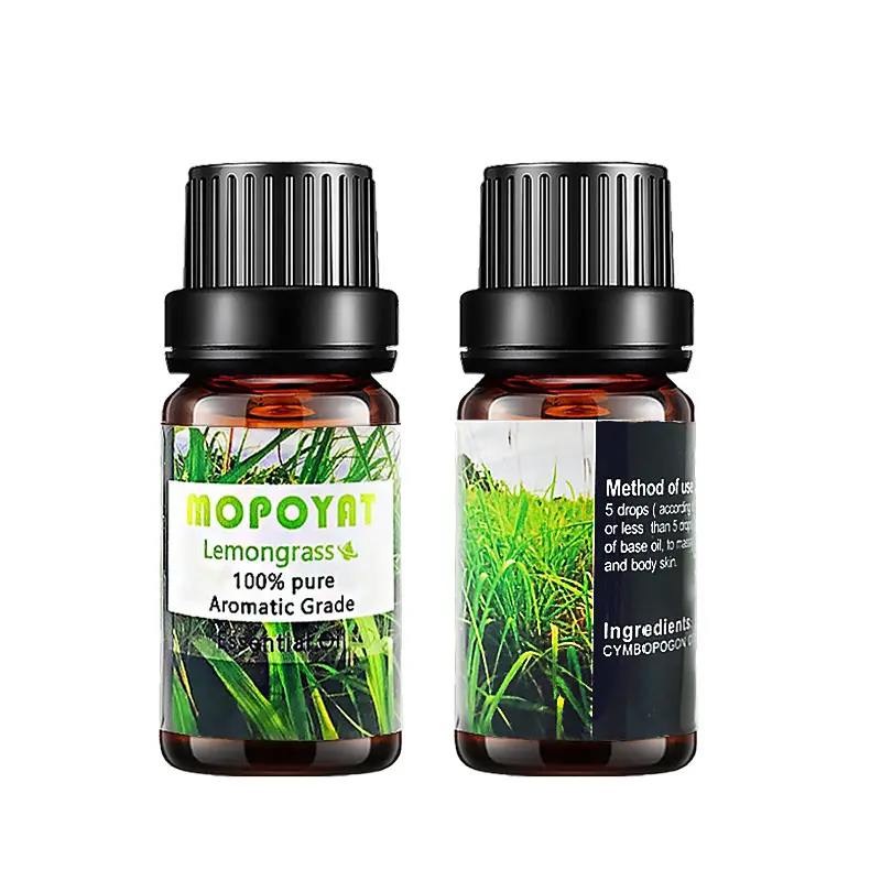 Qqlr óleo essencial de aromaterapia, óleo orgânico para massagem em grama de limão, grama 100 puro, cosmético, 10ml