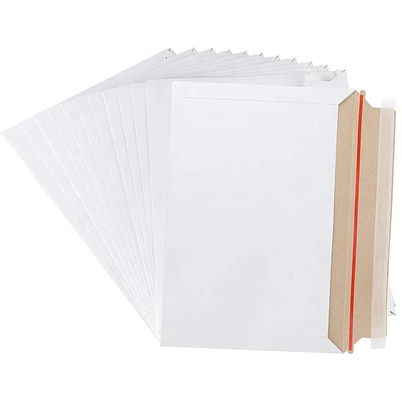 GDCX plana rígida Mailers com selo auto-adesivo Envelopes De Papelão Branco para envio de fotos, Mailing calendários, impressões de arte, CD
