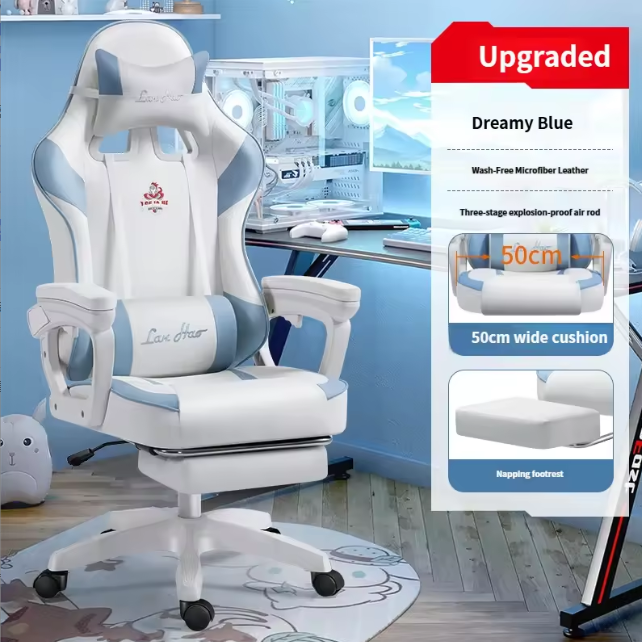 White and blue+footrest