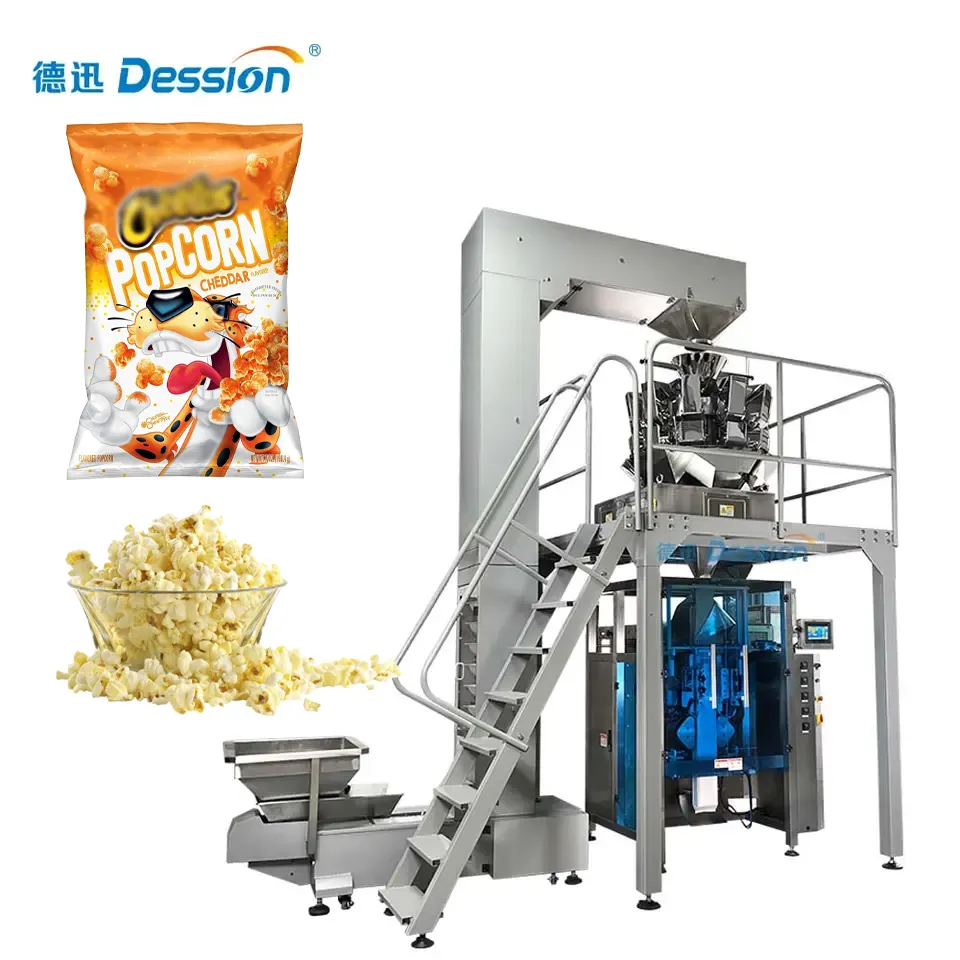VFFS Automatic Microwave Popcorn Granule Seeds Weighing Packing Machine Nitrogen Filling Popcorn Packaging Machine