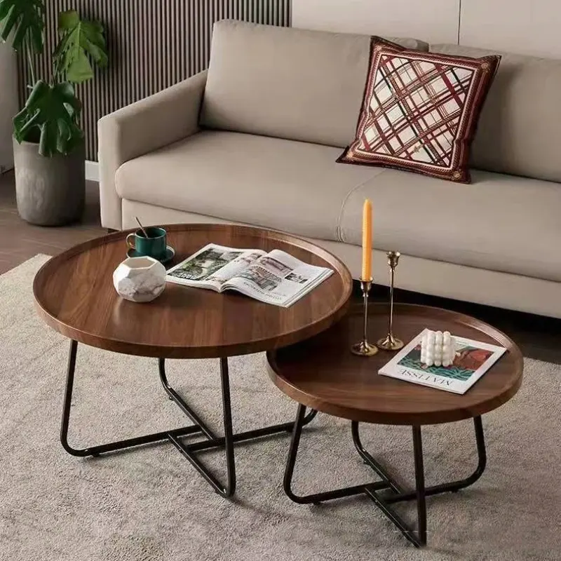 Living Room Table Round Coffee Table Set Industrial metal Coffee Tea Tables with Metal Legs