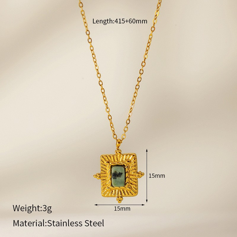 19# Square Natural Stone Necklace