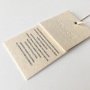 Eco-Friendly Special Paper Embossed and <strong>Printed</strong> Logo Swing <strong>Tags</strong> With <strong>String</strong> and Safety Pin for Clothing