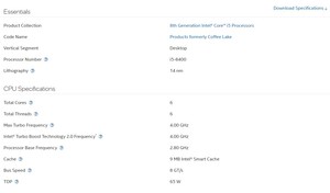 พีซี/คลาเยนต์/แท็บเล็ต 6 คอร์รวม 6 เธรดรวม I5 8400 CPU โปรเซสเซอร์ Intel Core I5 รุ่นที่ 8 - Product Image 3