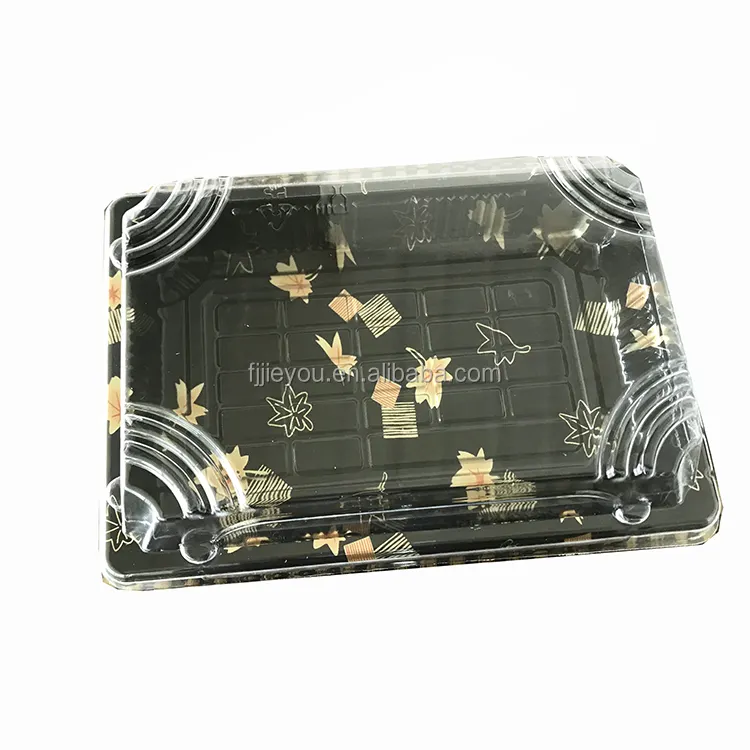 Scatola JY-1103 usa e getta in plastica per Sushi coperchio trasparente contenitore per alimenti scatola per imballaggio nero piatto di frutta PS