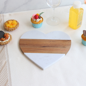 Heart Shaped Marble Wood Charcuterie Board Cheese Serving Tray Plate <strong>Eating</strong> Hosting Dinner Parties Valentines <strong>Day</strong> Gift - Product Image 5