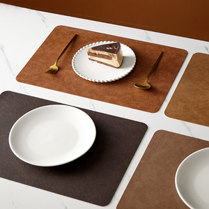 牛皮纹理矩形桌垫杯垫餐厅餐桌用双色耐热聚氯乙烯餐垫 - Product Image 3