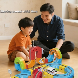 Nieuwe DIY Treinbaan Bouwstenen Veelzijdige Bouwblokken Speelgoed Kinderen Racebaan Plastic Educatief Elektrische Trein Kubus Sets - Product Image 3