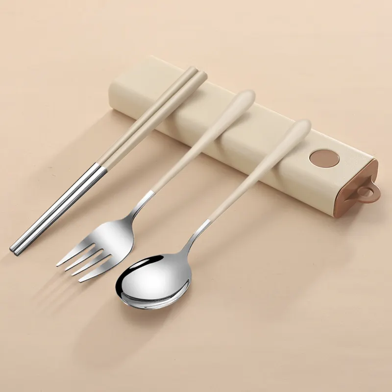 Luxury wedding gift Modern Portable stainless steel flatware set Fork Spoon Chopsticks Camping Travel Cutlery Set with Case