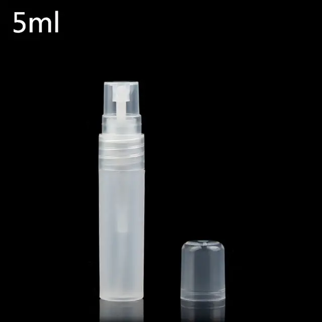 Flacon de parfum en plastique pp givré avec pompe, produit de vente en gros, capacité de 3ML, 5ML, 8ML, 10ML, 15ML, 30ML