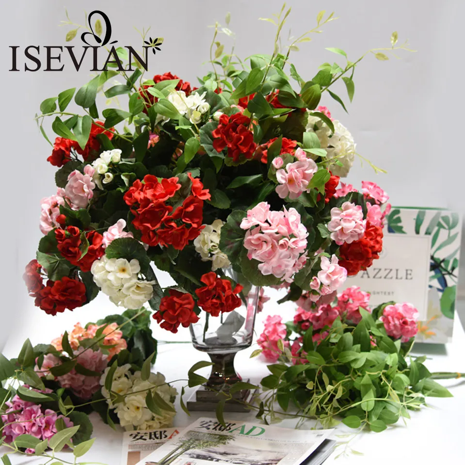 Дешевый Шелковый цветок ISEVIAN, розовый и белый искусственный Балконный цветок, цветок Бегонии
