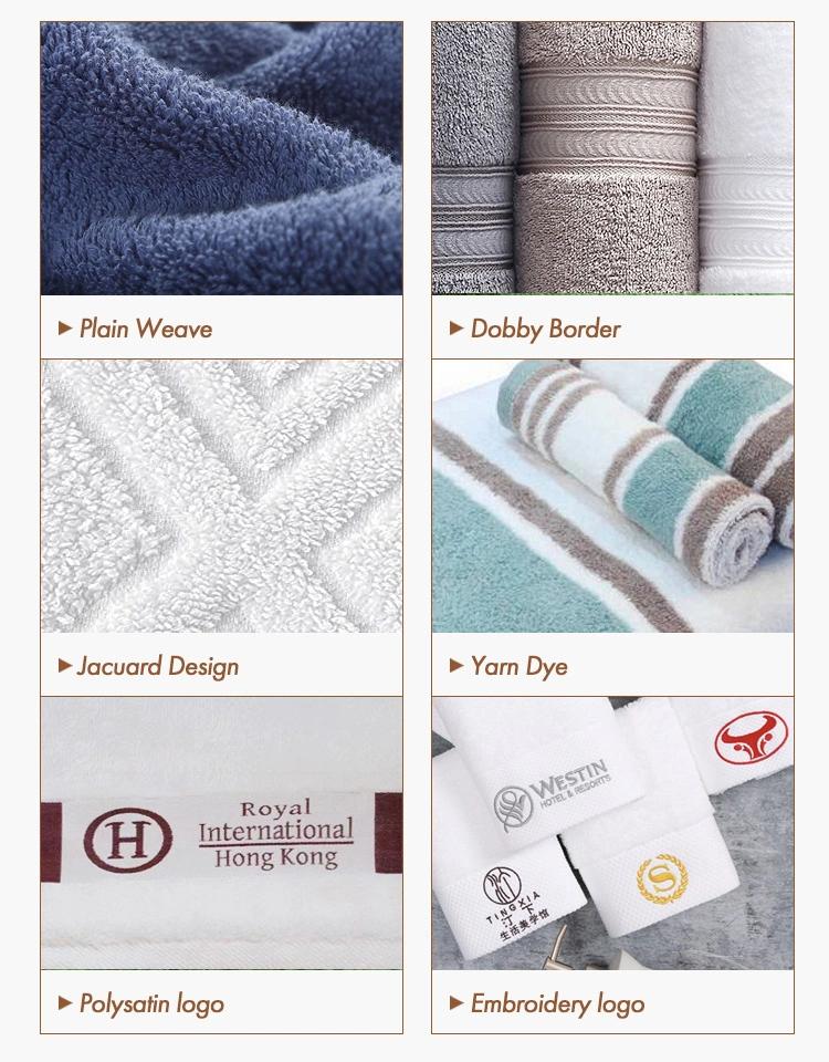 High Quality Custom Logo Printed Organic 100 Cotton White Hilton Bathroom Hotel Towel Sets Luxury Hotel Hand Face Bath towel