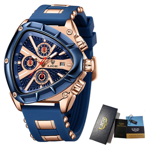 Orologio da polso al quarzo con Design irregolare orologio da uomo con puntatori luminosi alla moda e cinturino in gomma - Product Image 2
