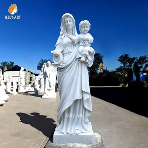 Bán buôn Tay Chạm Khắc Cuộc Sống Kích thước đá Cẩm Thạch Mẹ Mary và Jesus điêu khắc cho ngoài trời - Product Image 2