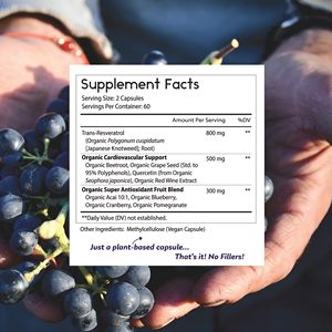 Private Label Resveratrol <strong>Capsules</strong> 1600mg Organic Resveratrol Antioxidant Supplement with Organic Grape Seed Extract - Product Image 4