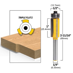 Tuôn ra TRIM Router bitstemplate mô hình cắt-thẳng tuôn ra cắt tỉa chân mang hướng dẫn 3 sáo Carbide Tipped-1/4 "Shank - Product Image 2