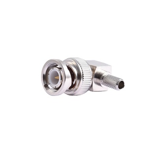 Chất lượng cao <span class=keywords><strong>4GHz</strong></span> 50ohm góc bên phải nam <span class=keywords><strong>BNC</strong></span> RF nối Brass Nickel mạ PC Đồng video giám sát crimped RG58 cáp" - Product Image 1