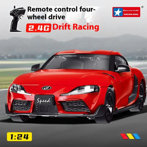Oyuncaklar <span class=keywords><strong>RC</strong></span> Drift araba 1/24 2.4Ghz 4WD uzaktan kumanda spor yarış On-Road araç ile Led ışık