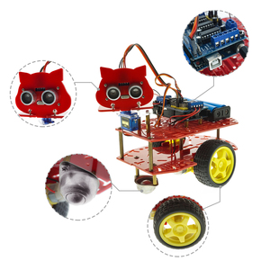 Okystar OEM/ODM engellerden kaçınma 2WD araba robot şasi kiti kırmızı araba robot rc araba kiti