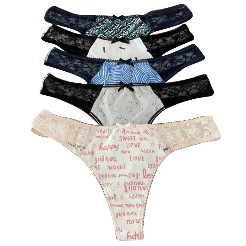 Atacado belo algodão senhoras roupa íntima thongs para mulheres