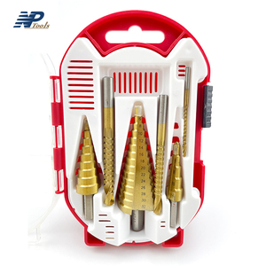 NAIPU 6 adet adım matkap uçları takım delik testere konik Pagoda kesme Metal 4-12mm 4-20mm 4-32mm HSS üçgen Shank