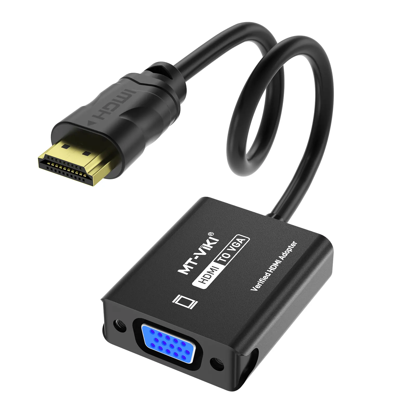 2024 ออกแบบใหม่ 1080P 60Hz อะแดปเตอร์ HDMI to VGA, MT-VIKI 23 ซม.โลโก้ที่กําหนดเอง HDMI to VGA Converter สาย