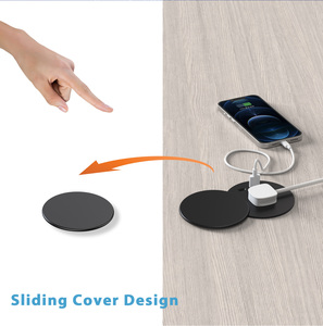 80mm Smart UK Round Grommet Office Desk <strong>Power</strong> <strong>Outlet</strong> with USB A+USB-C Charging Port Top with <strong>Rotation</strong> Cover - Product Image 6