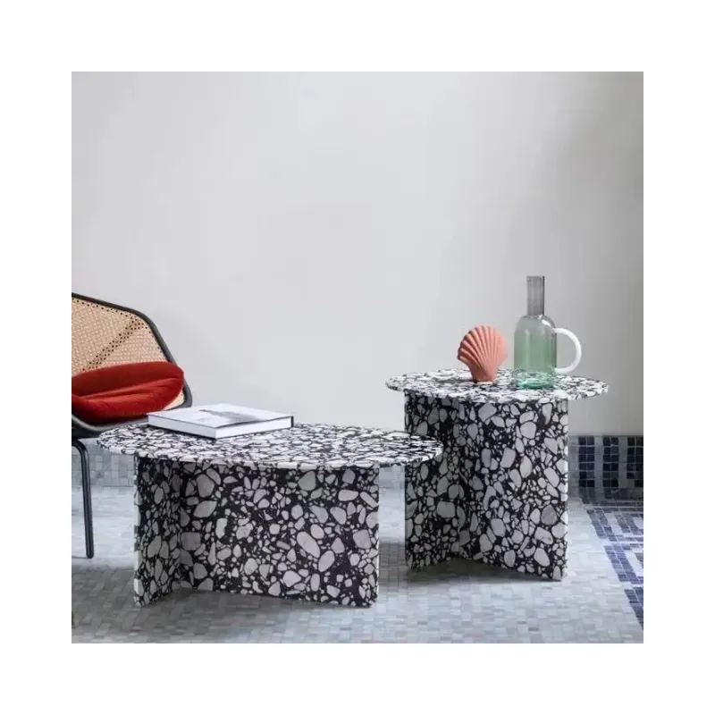 SHIHUI mobili in pietra artificiale vendita calda tavoli nidificanti tavolino in Terrazzo nero per soggiorno