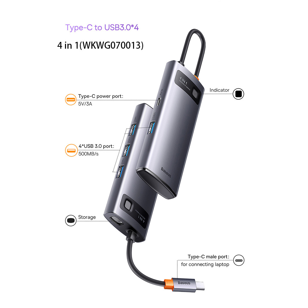 Gris 4-en-1 4 * USB 3.0 (WKWG070013)