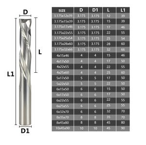 LISCA yukarı aşağı kesici 3.175/4/5/6/8/10mm şaft sıkıştırma CNC freze kesicisi 2 flüt karbür End Mill - Product Image 5