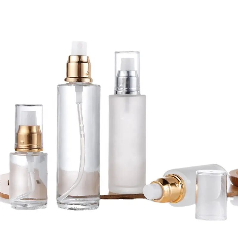 Lot de bouteilles en verre pour cosmétiques, accessoires de fabrication, soins de peau, emballage avec pompe en aluminium, 10 pièces
