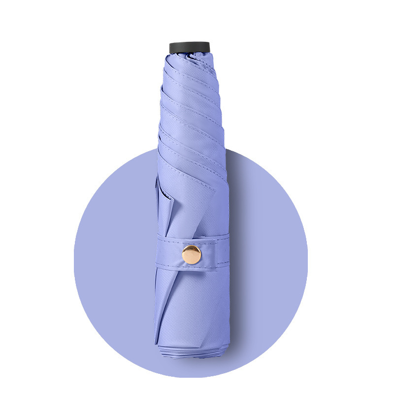 Paraguas manual ultraligero de tres pliegues - violeta claro de 6 varillas