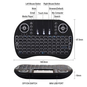 I8 Mini 2,4G inalámbrico USB teclado ratón Combo remoto de mano 3RGB LED retroiluminación para ordenador portátil PC Android TV Box Material plástico - Product Image 5