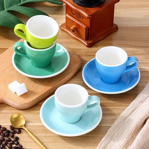 Klasik lale şekilli espresso kahve kupa 80ml fincan ve çay tabağı seti özelleştirilmiş yeniden kullanılabilir seramik bardak - Product Image 3