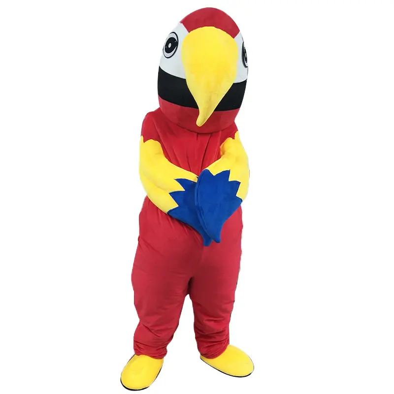 Fábrica OEM ODM Personalizado Papagaio Mascote Traje Pássaro Vermelho Desenhos Animados Animal Mascote Vestuário
